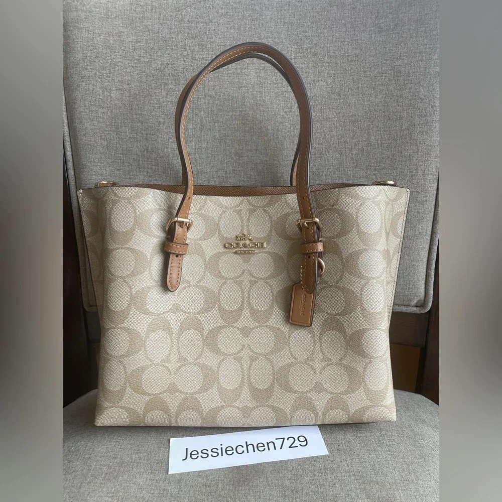 NWT！COACH MOLLIE TOTE 25 IN SIGNATURE CANVAS (COACH C4250) gift receipt